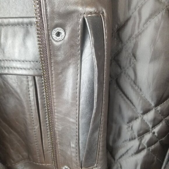Andrew Marc New York Men's Dark Brown 100% Leather Biker Lined Jacket Sz XL - Picture 8 of 13
